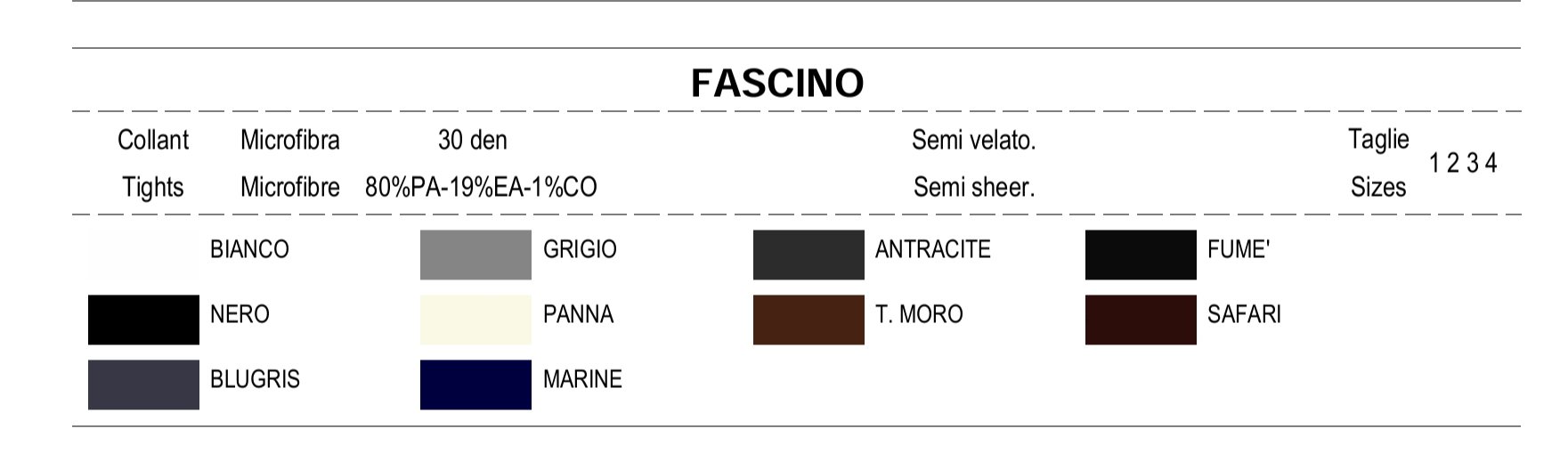 fascino tights color